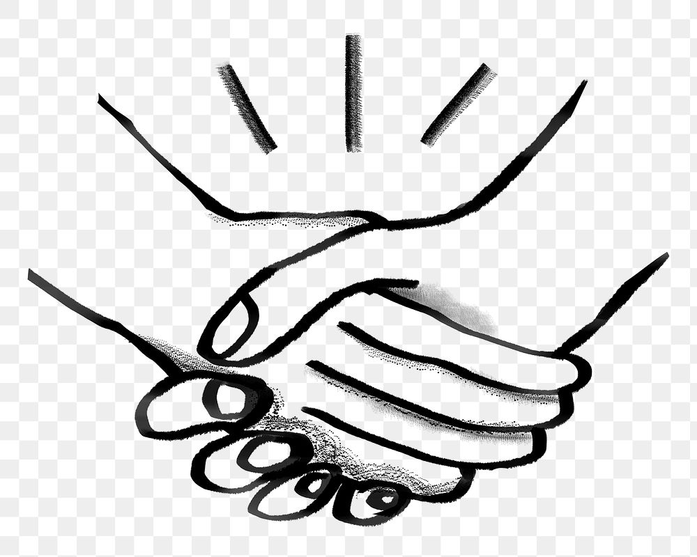 Handshake doodle png, business agreement doodle