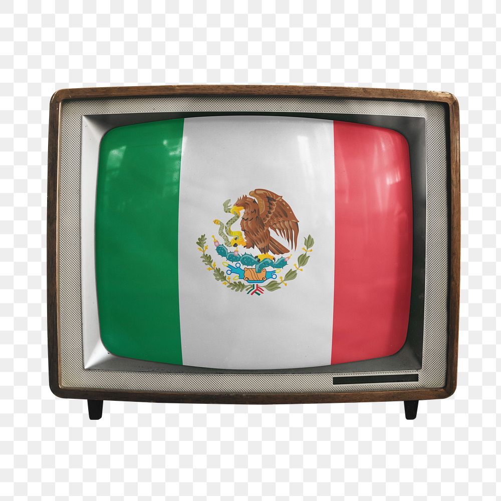 Png Mexico flag on TV, transparent background