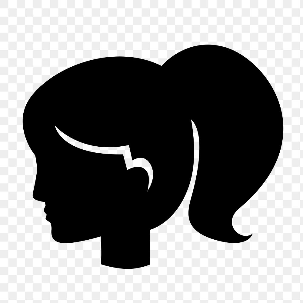 PNG female head flat icon, transparent background