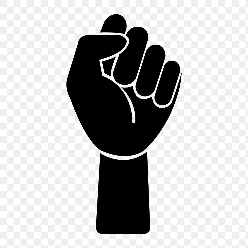 PNG raised fist flat icon, transparent background