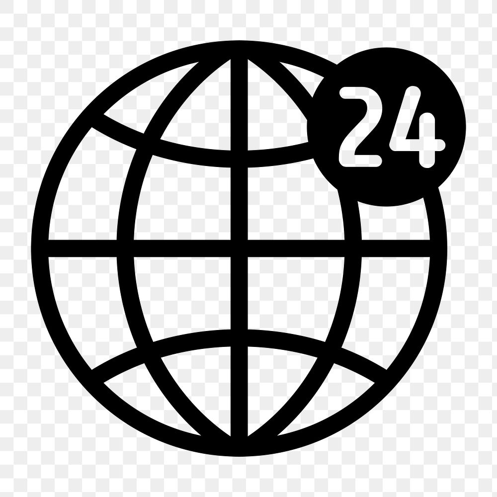 PNG 24 hour network flat icon, transparent background