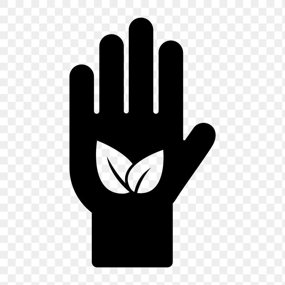 PNG hand with leaf flat icon, transparent background