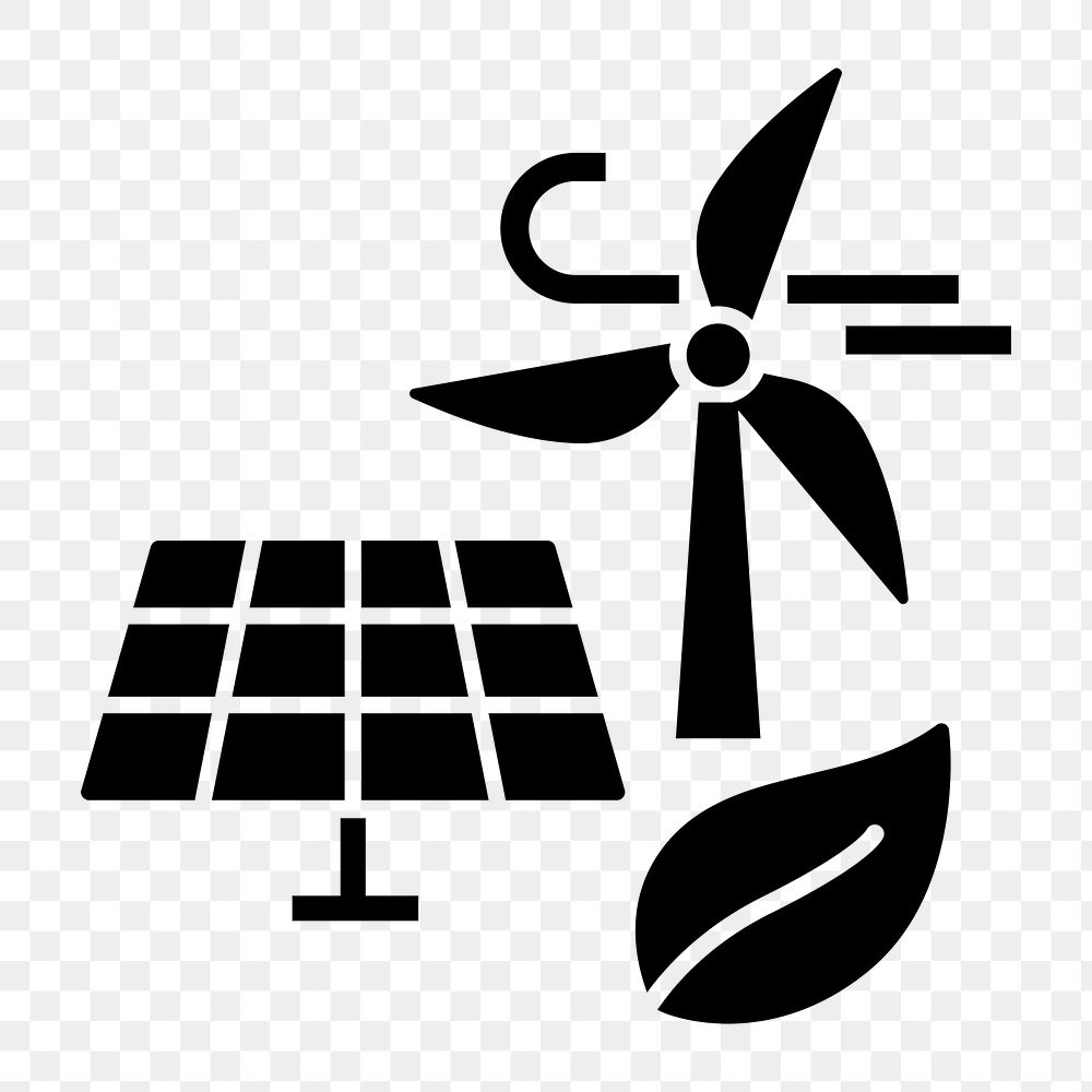 PNG renewable energy flat icon, transparent background