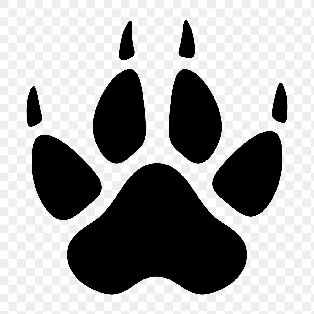 PNG bear paw flat icon, transparent background