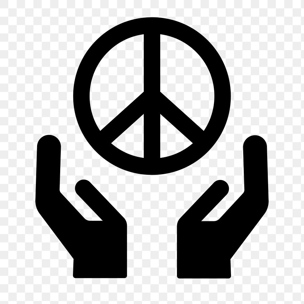PNG hand and peace sign flat icon, transparent background