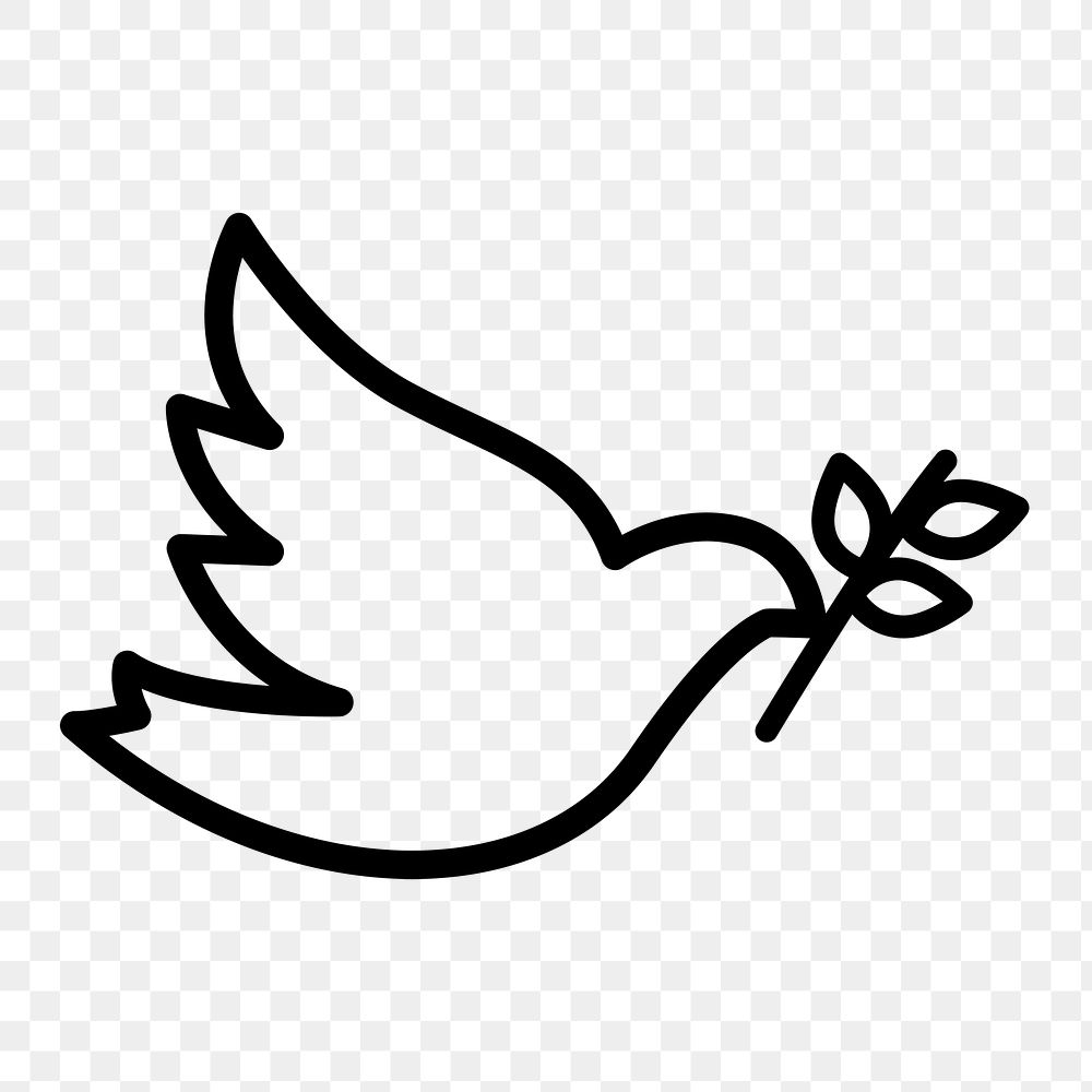 PNG dove and olive branch flat icon, transparent background