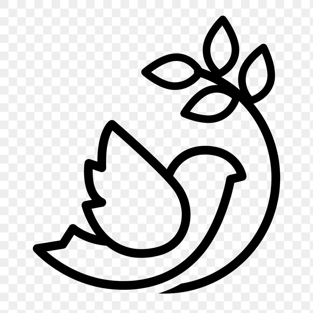 PNG dove and olive branch flat icon, transparent background