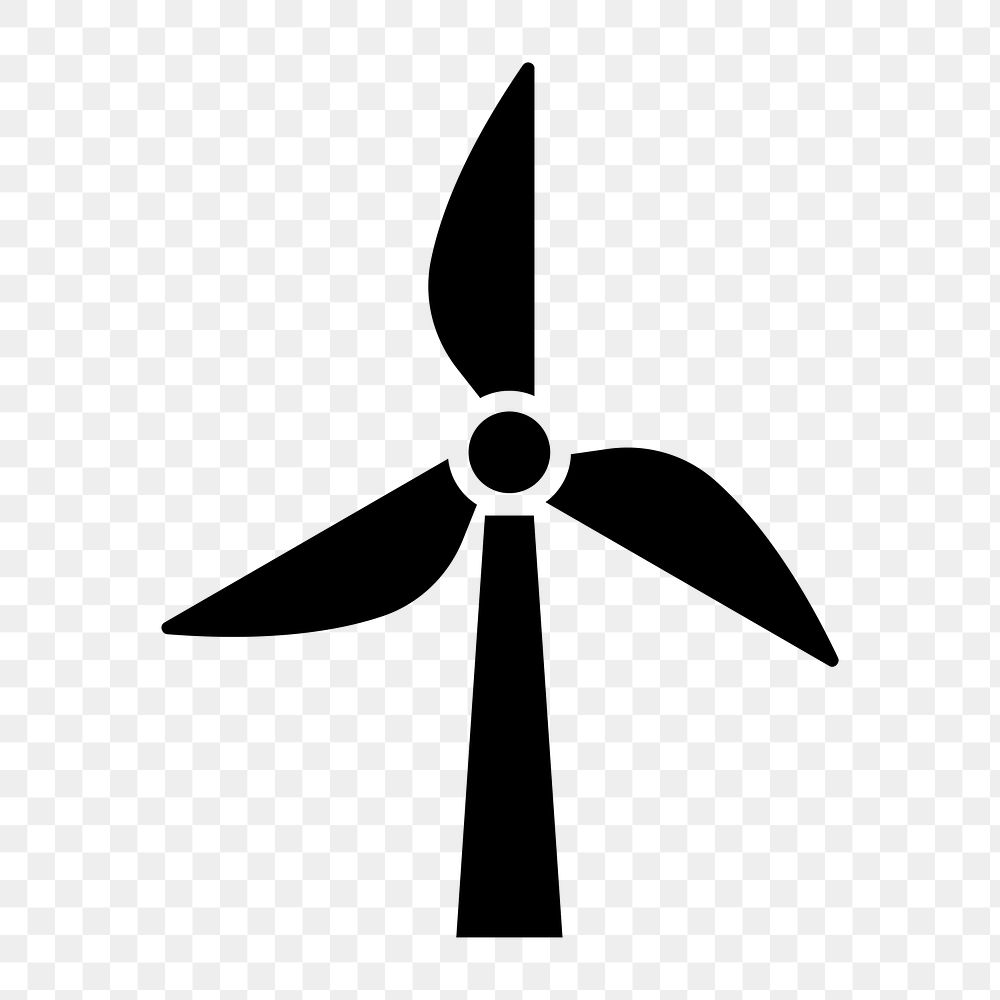 PNG windmill silhouette flat icon, transparent background