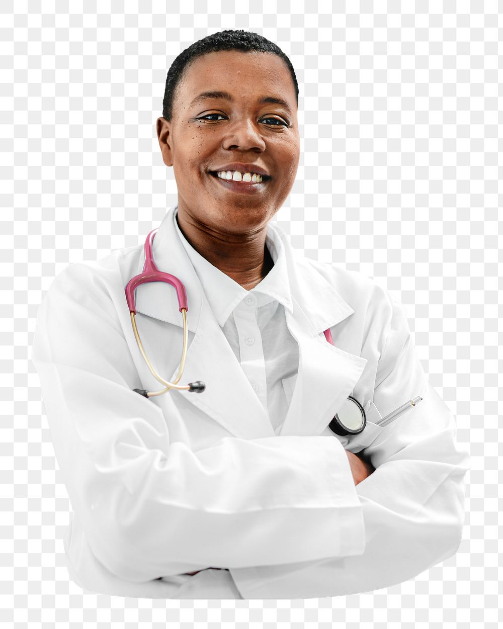 PNG black doctor smile collage element, transparent background