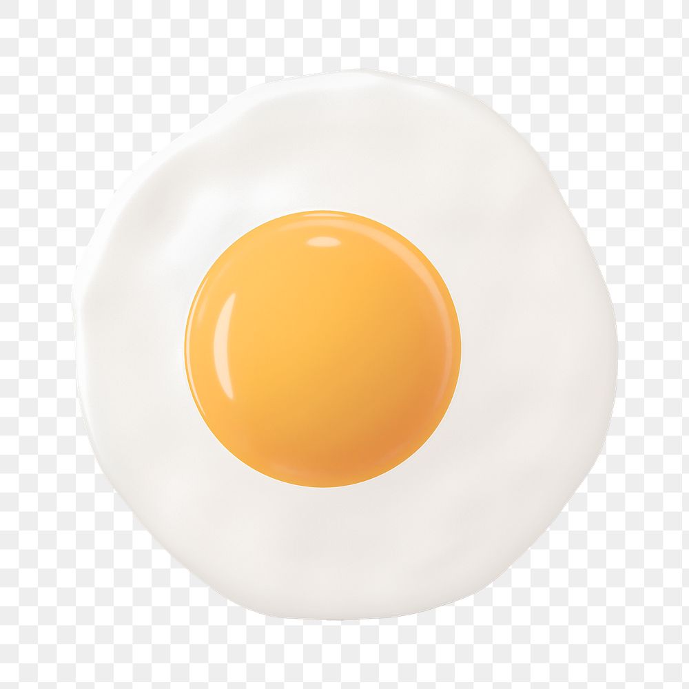 PNG 3D fried egg, element illustration, transparent background