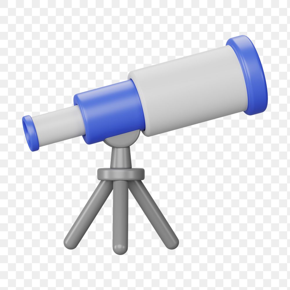 PNG 3D astronomy telescope, element illustration, transparent background