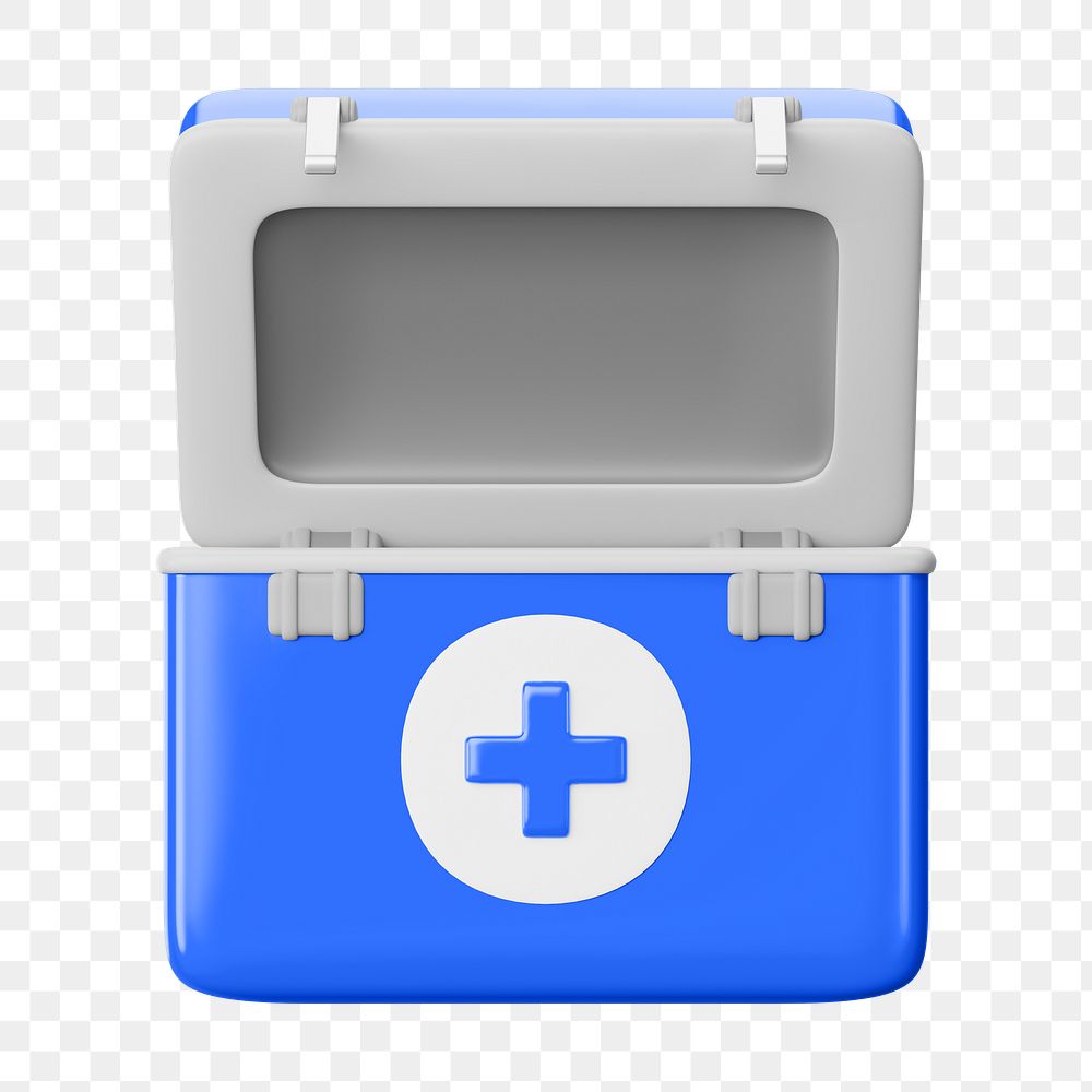 PNG 3D first aid box, element illustration, transparent background