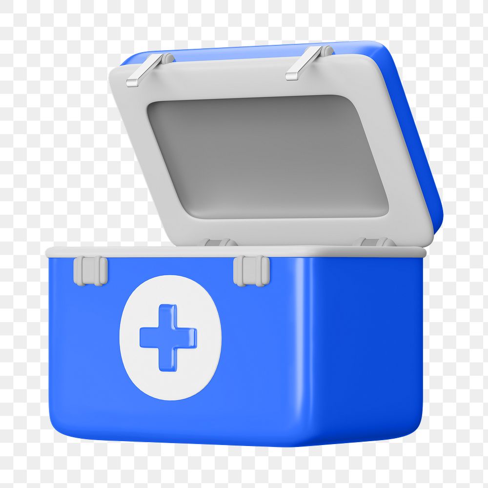 PNG 3D first aid box, element illustration, transparent background