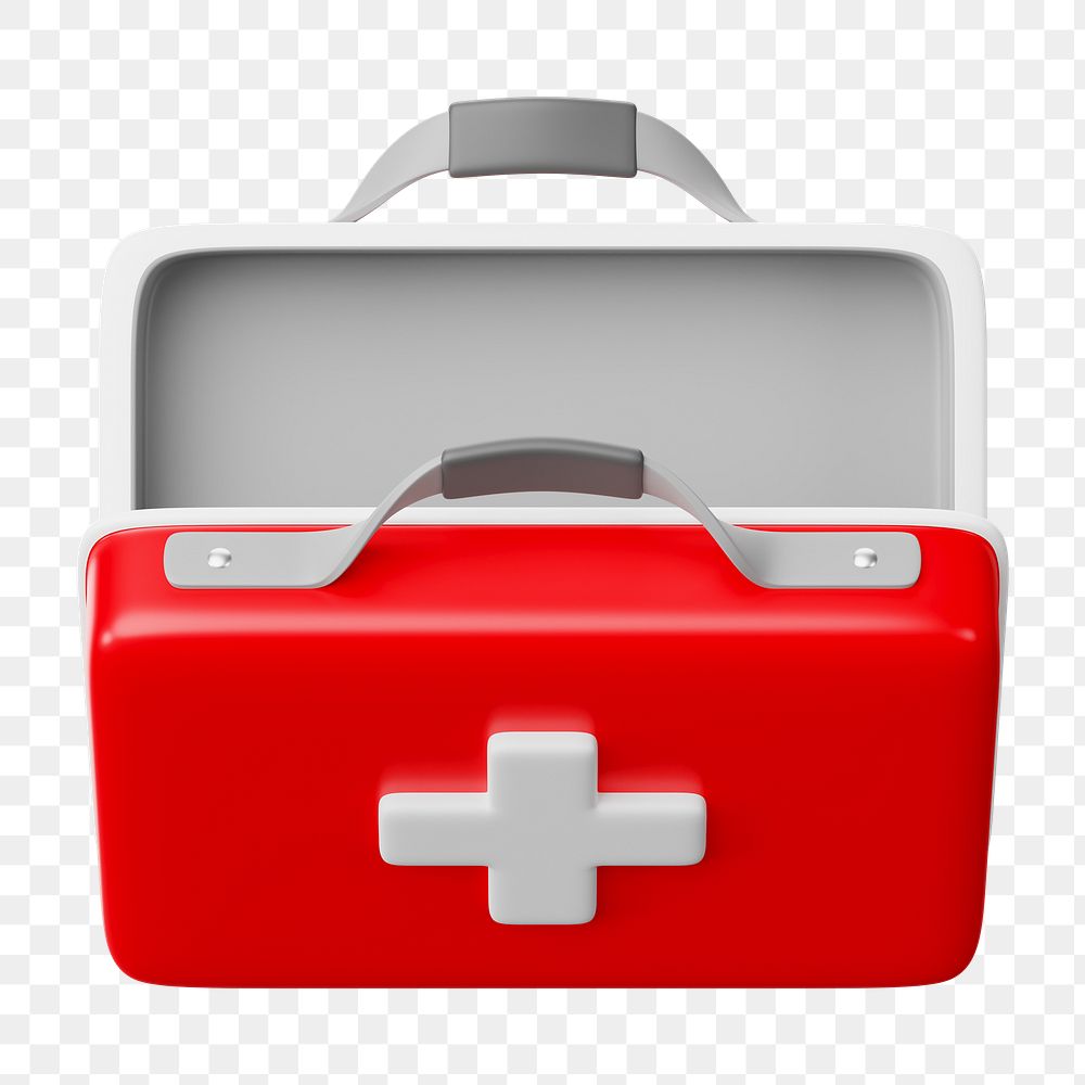 PNG 3D medical briefcase, element illustration, transparent background