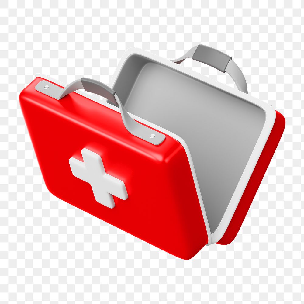 PNG 3D medical briefcase, element illustration, transparent background