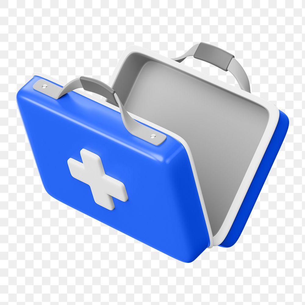 PNG 3D medical briefcase, element illustration, transparent background