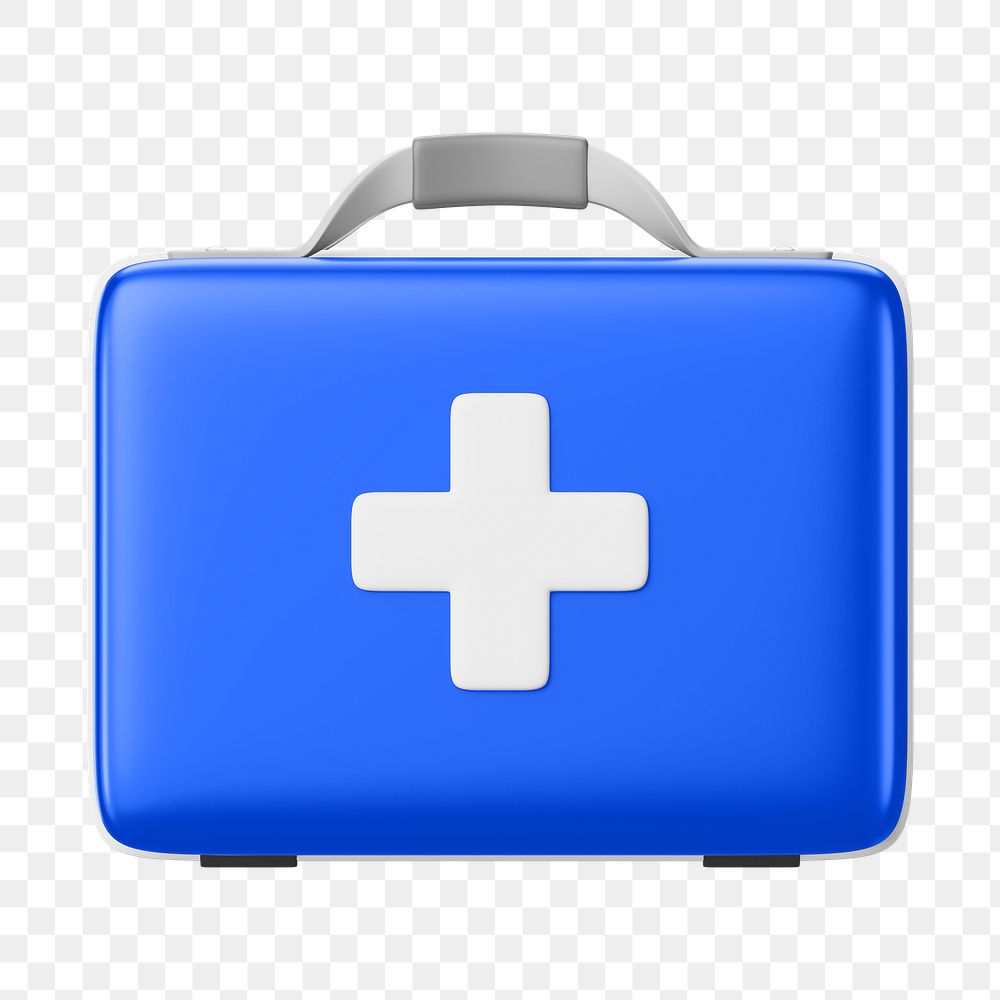 PNG 3D medical briefcase, element illustration, transparent background