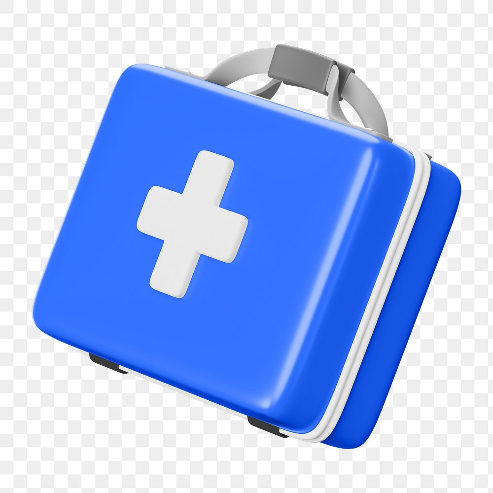 PNG 3D medical briefcase, element illustration, transparent background