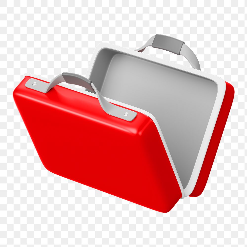 PNG 3D red attache case, element illustration, transparent background