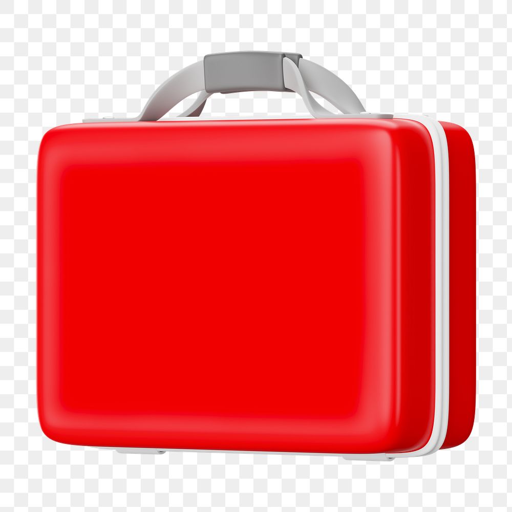 PNG 3D red attache case, element illustration, transparent background