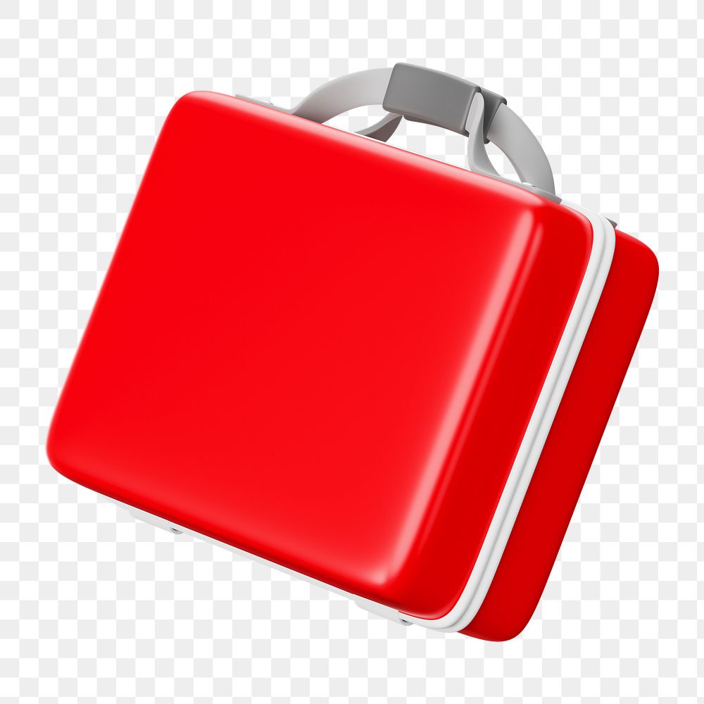PNG 3D red attache case, element illustration, transparent background