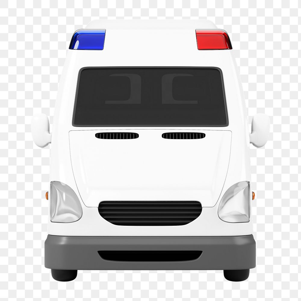 PNG 3D ambulance truck, element illustration, transparent background