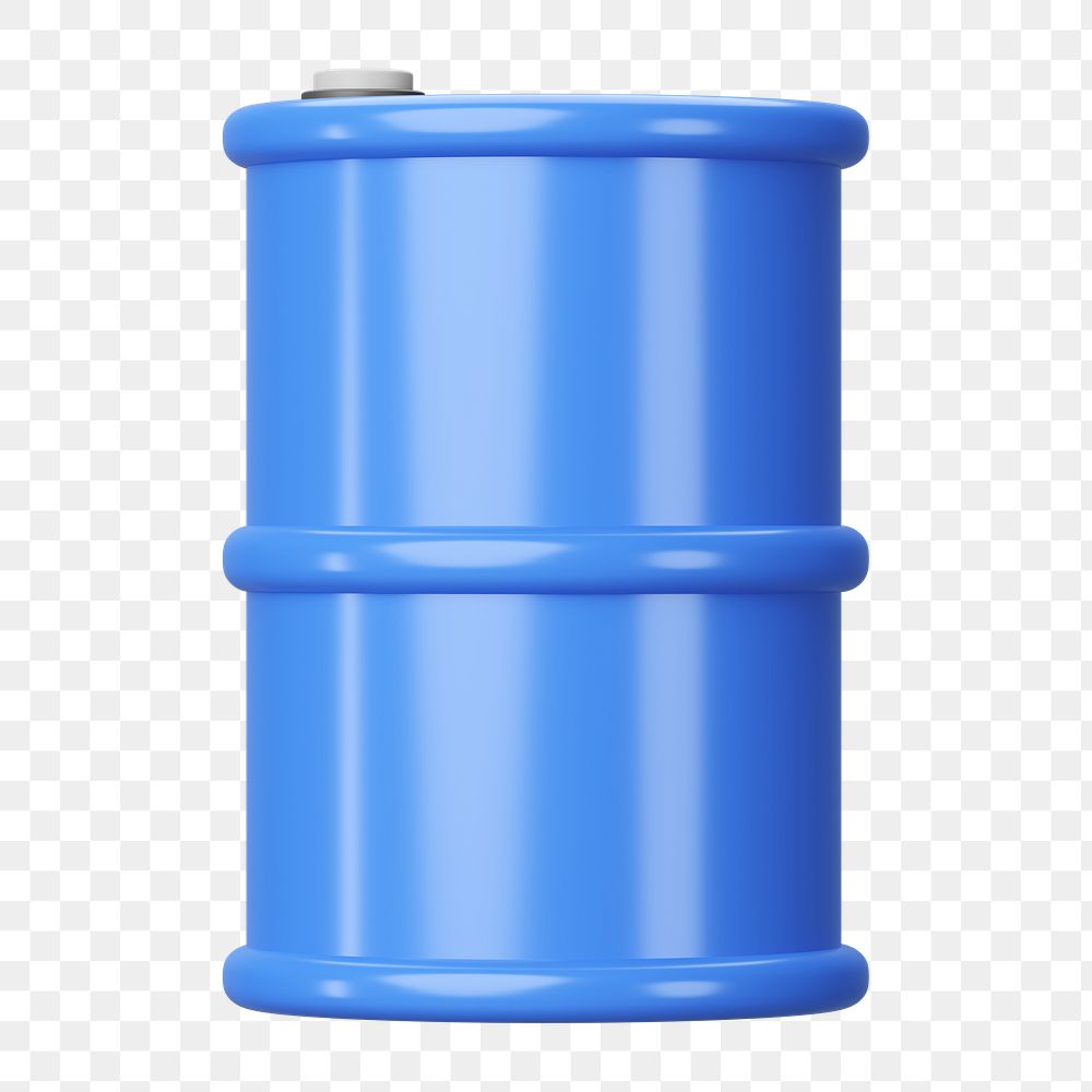 PNG 3D blue oil barrel, element illustration, transparent background