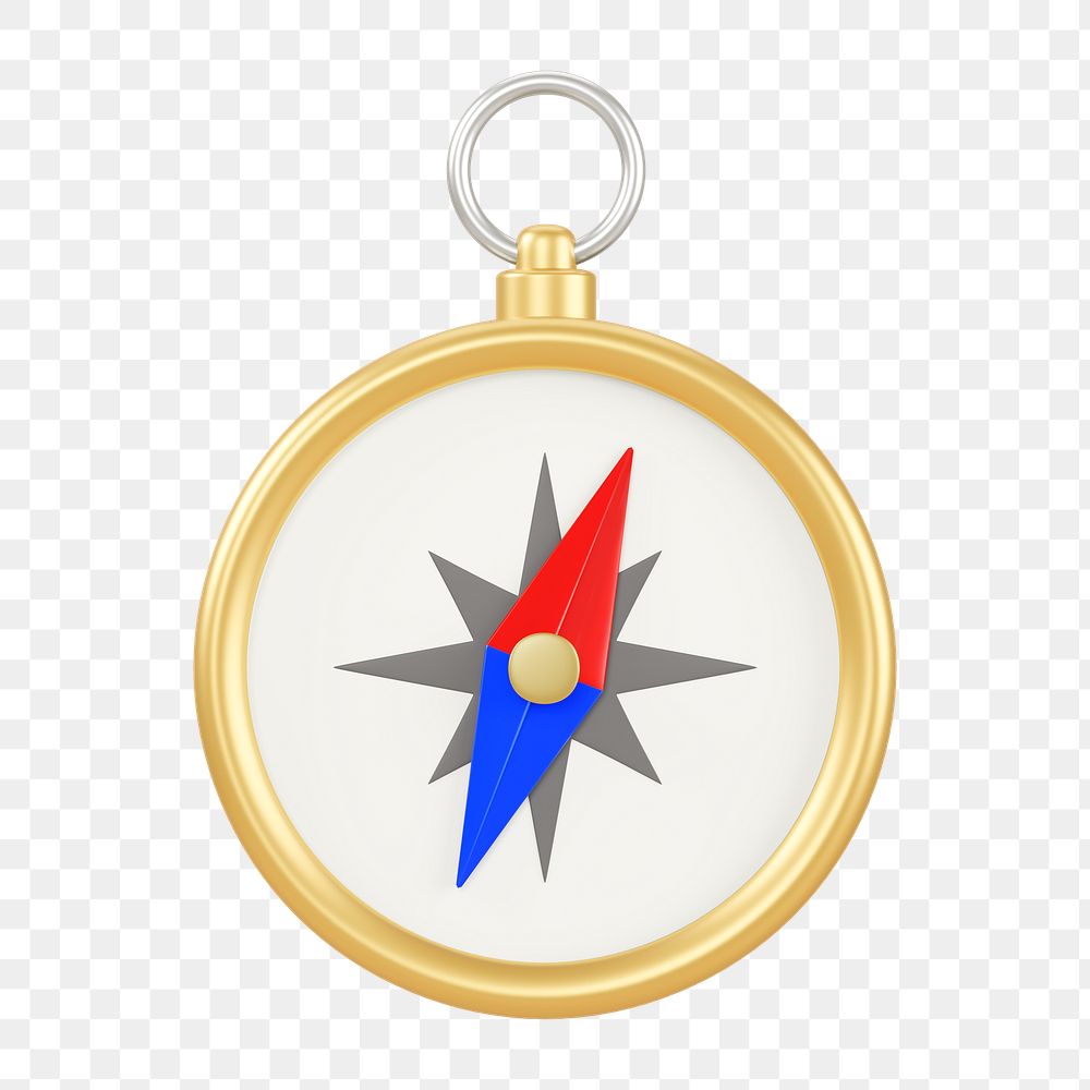 PNG 3D compass, element illustration, transparent background