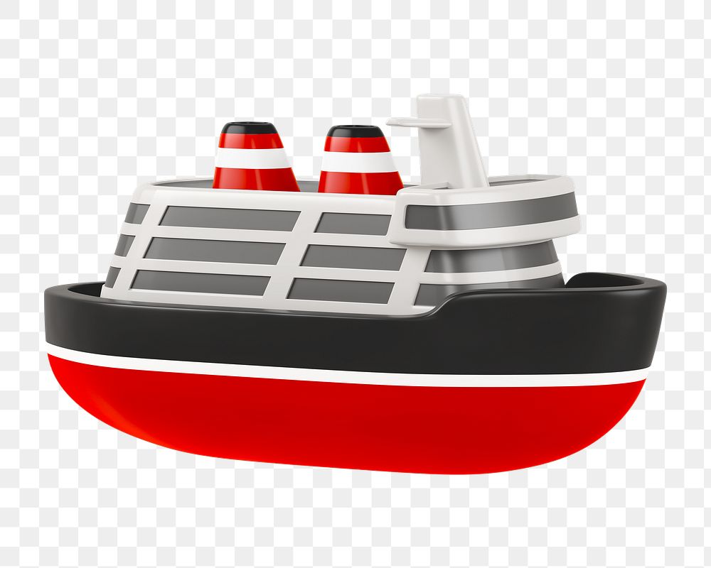 PNG 3D cruise ship, element illustration, transparent background
