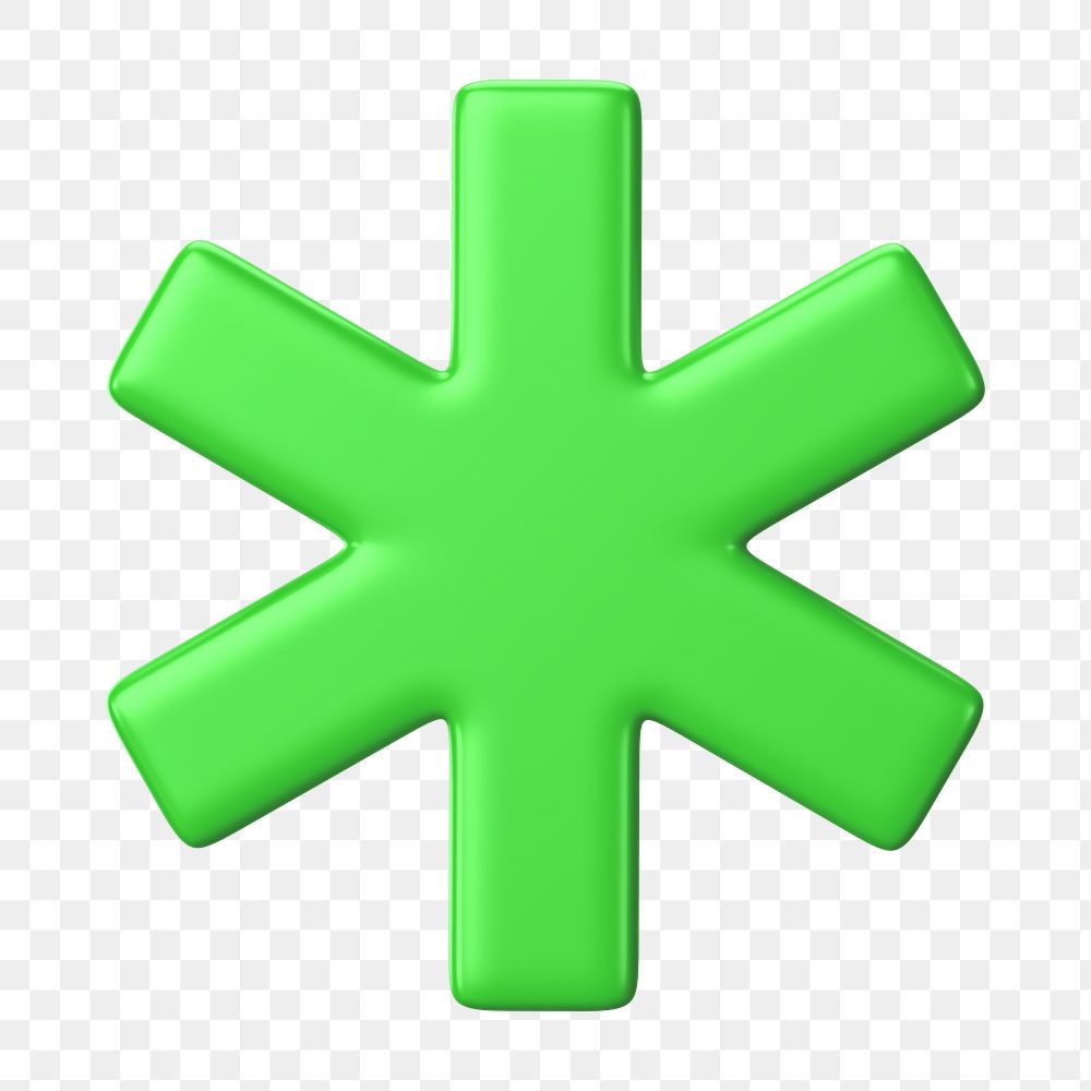 PNG 3D green asterisk, element illustration, transparent background