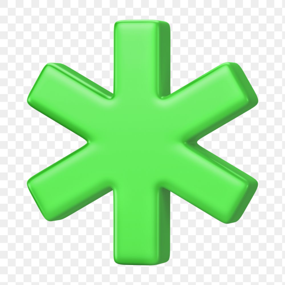 PNG 3D green asterisk, element illustration, transparent background