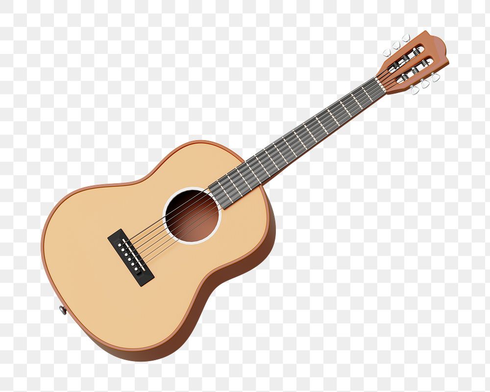 PNG 3D acoustic guitar, element illustration, transparent background
