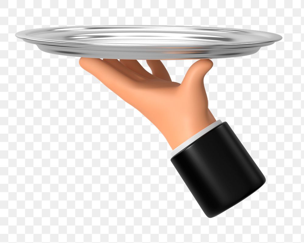 PNG 3D waiter serving tray, element illustration, transparent background