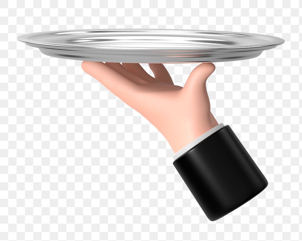 PNG 3D waiter serving tray, element illustration, transparent background