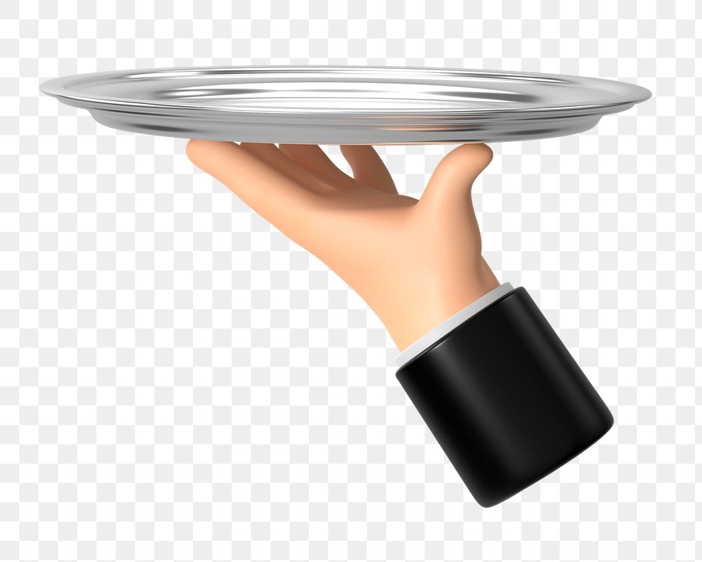 PNG 3D waiter serving tray, element illustration, transparent background