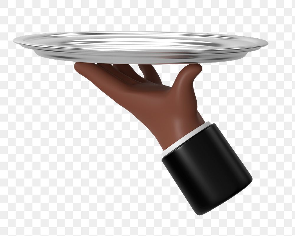 PNG 3D waiter serving tray, element illustration, transparent background