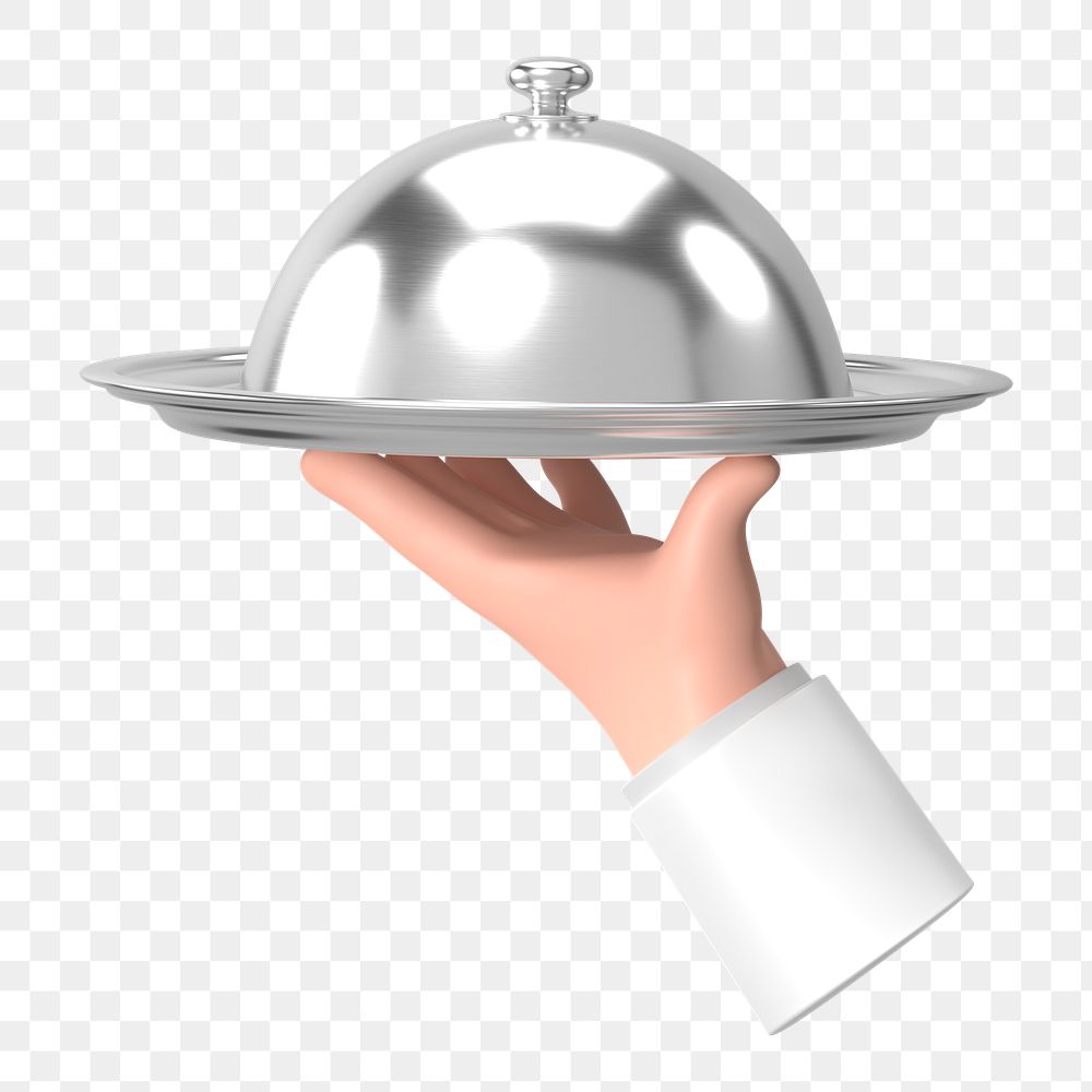 PNG 3D waiter serving tray, element illustration, transparent background