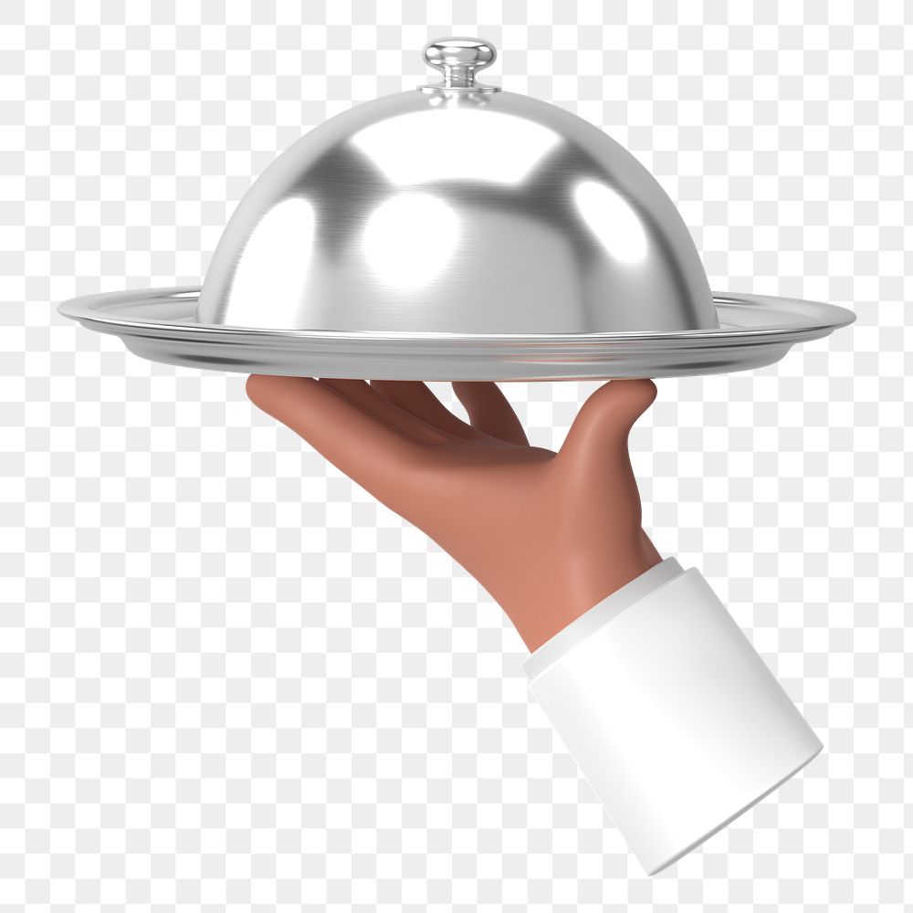 PNG 3D waiter serving tray, element illustration, transparent background