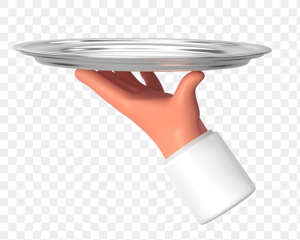 PNG 3D waiter serving tray, element illustration, transparent background