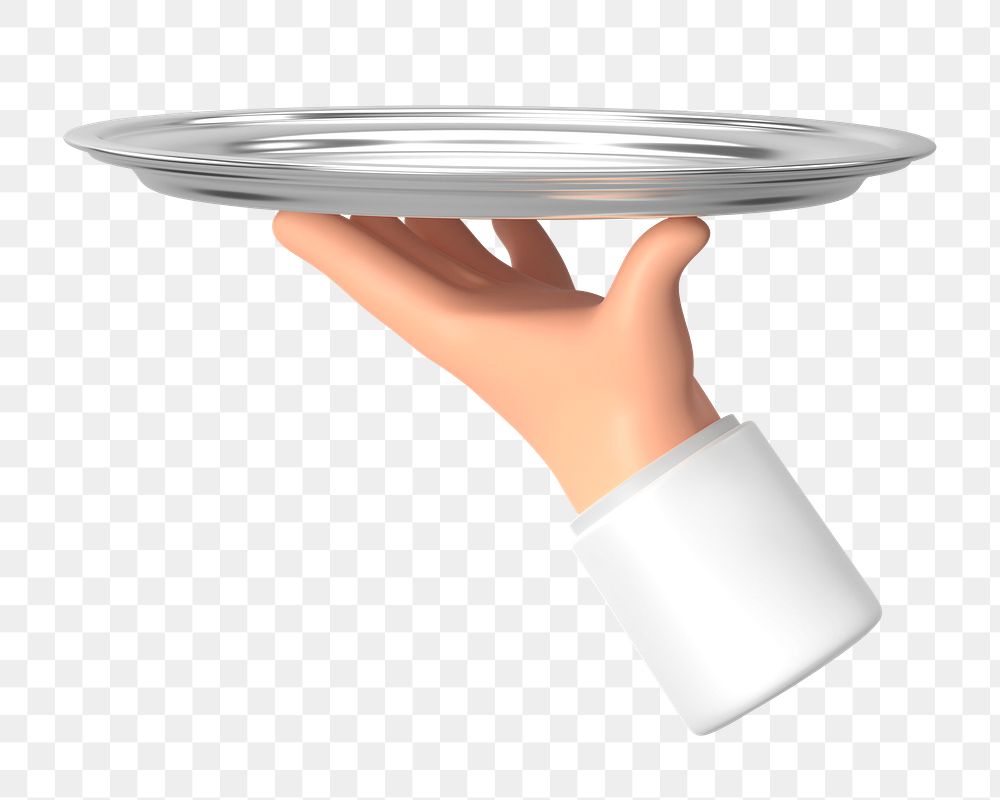 PNG 3D waiter serving tray, element illustration, transparent background