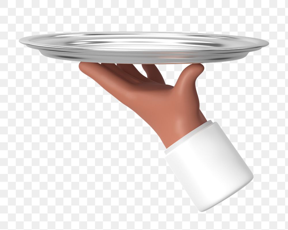 PNG 3D waiter serving tray, element illustration, transparent background