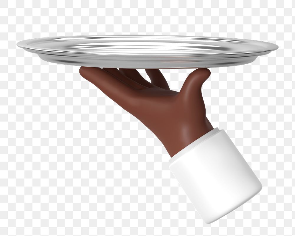 PNG 3D waiter serving tray, element illustration, transparent background