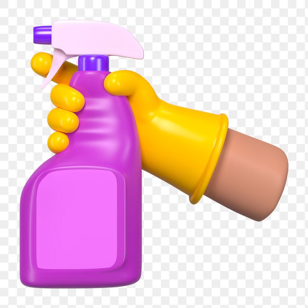 PNG 3D cleaning spray, element illustration, transparent background