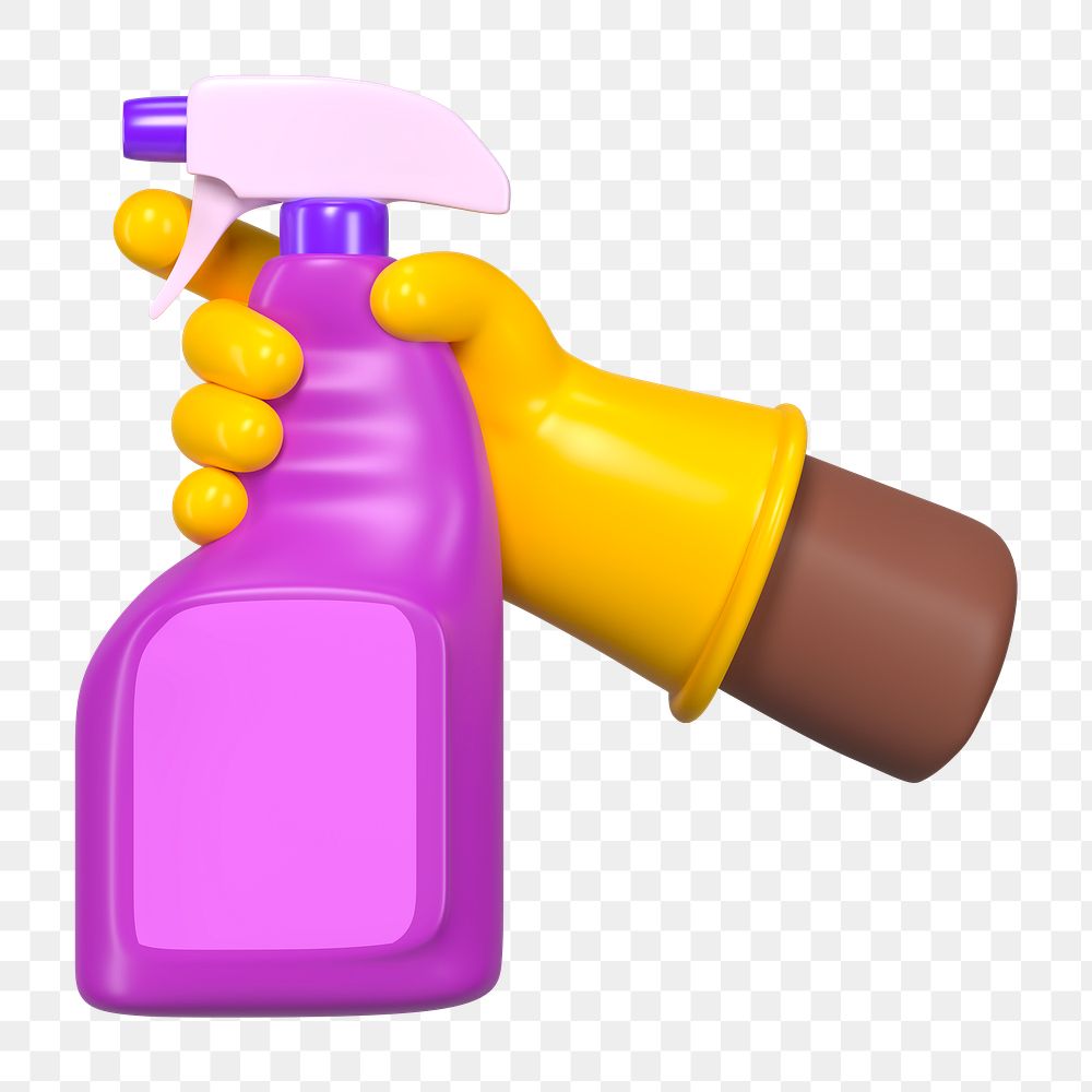PNG 3D cleaning spray, element illustration, transparent background
