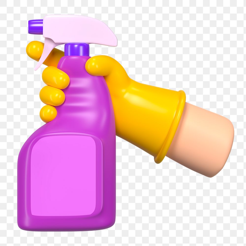 PNG 3D cleaning spray, element illustration, transparent background