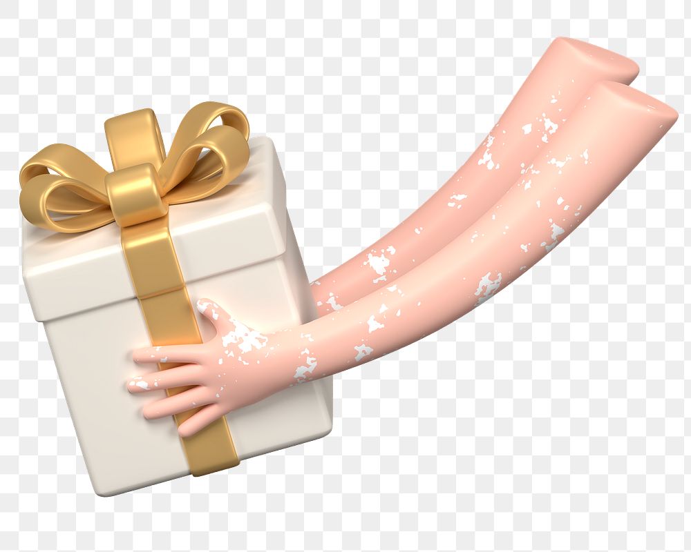 PNG 3D Christmas present, element illustration, transparent background