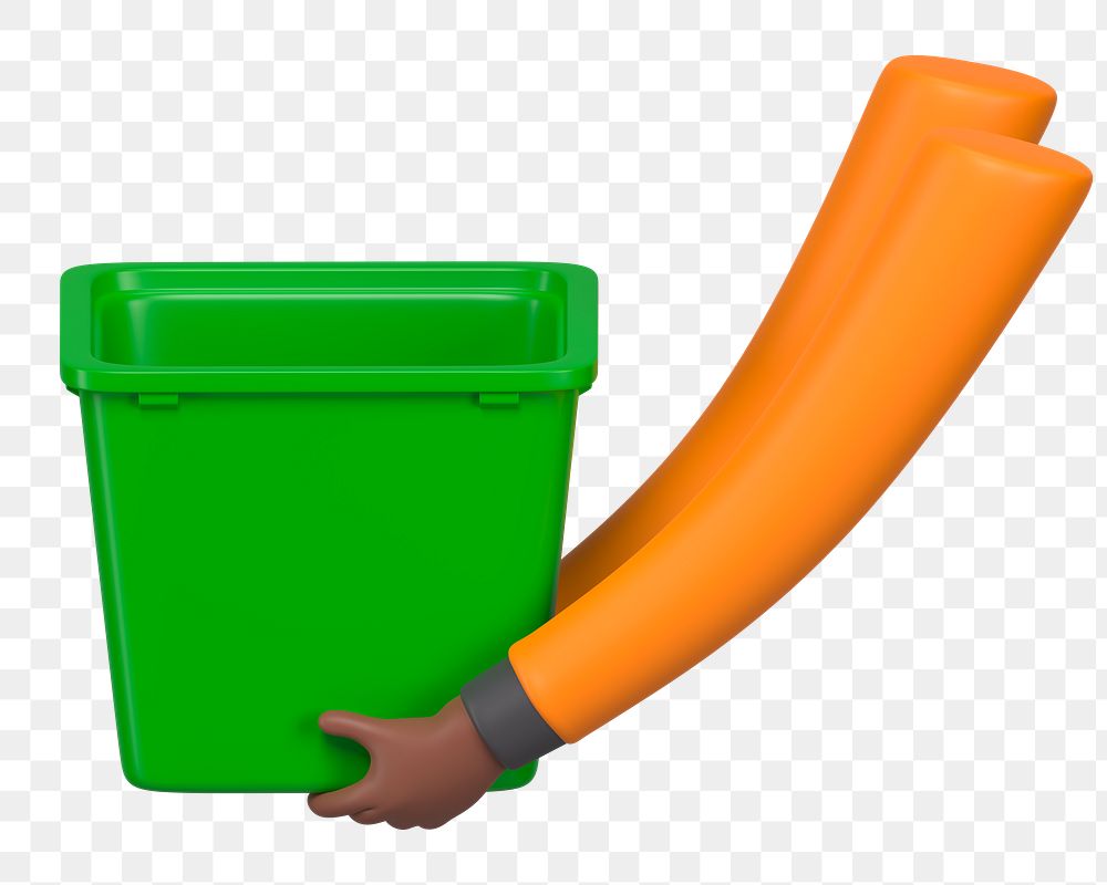 PNG 3D hands holding recycling bin, element illustration, transparent background