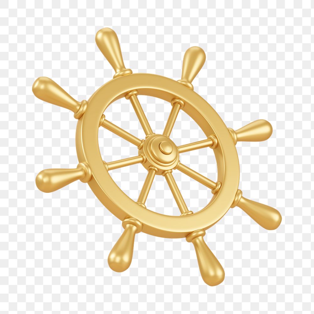 PNG 3D ship steering wheel, element illustration, transparent background