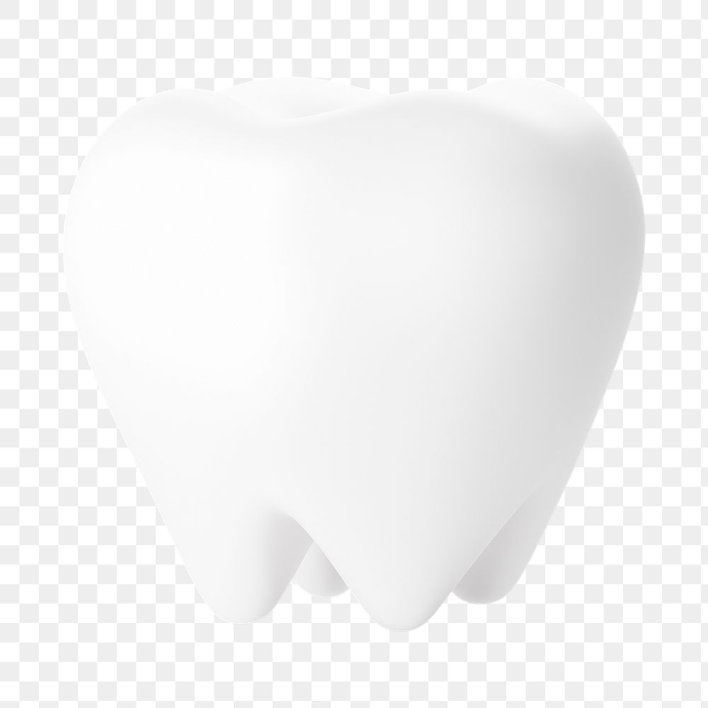 PNG 3D white tooth, element illustration, transparent background