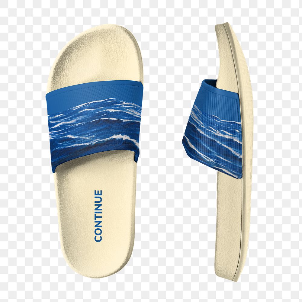 PNG Blue beach sandals, transparent background